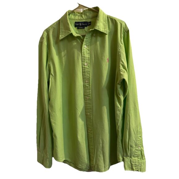 Ralph Lauren Men’s Button Down Shirt Lime Green Sz XL Cotton Beach Resort Casual - Picture 1 of 5